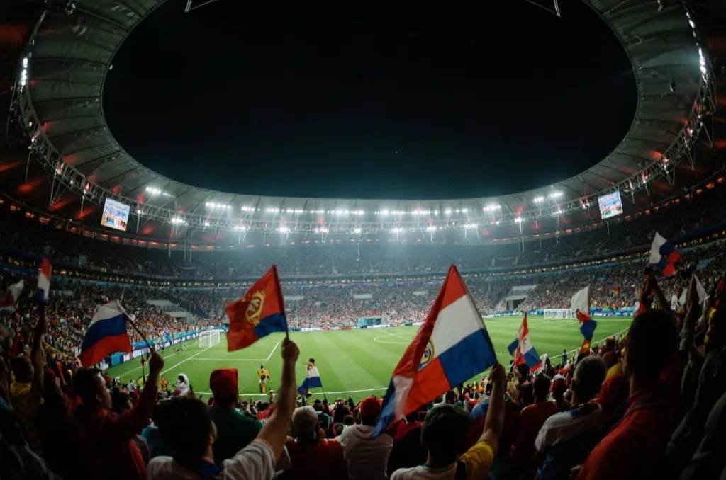 体育场内热烈的比赛氛围